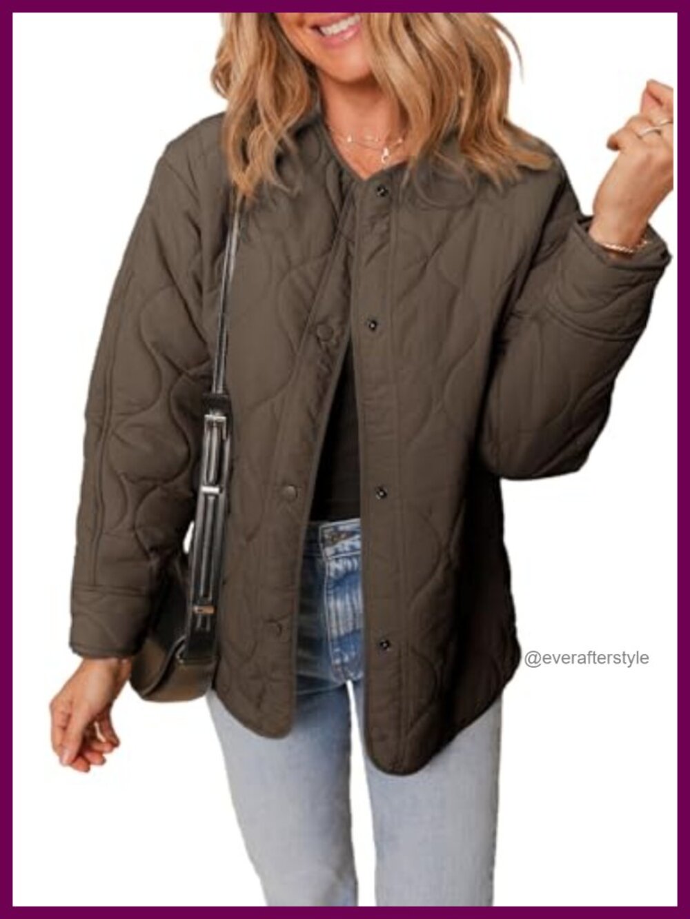Quilted Lightweight Puffer Jacket Snap Front Button Down Coat with Pockets